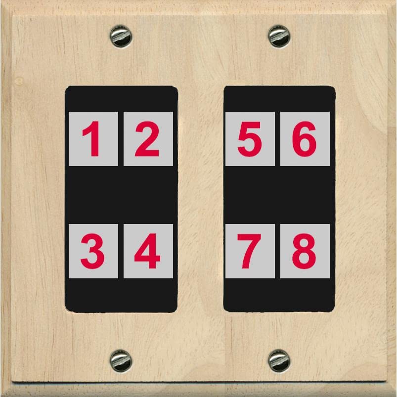 RiteAV - Custom Wall Plate 8 Port - 2 Gang [Wood/Black]