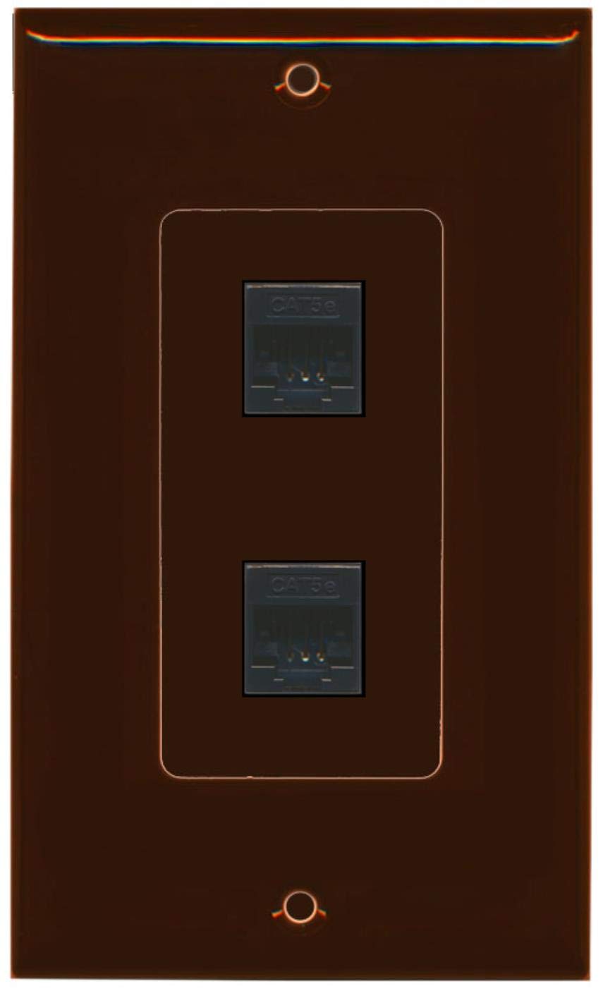 RiteAV - 2 Port Cat5e Ethernet Wall Plate Decorative - Brown - Bracket Included