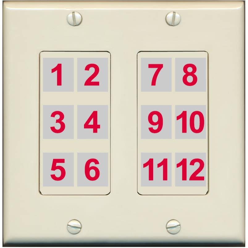 RiteAV - Custom Wall Plate 12 Port - 2 Gang [Light-Almond]