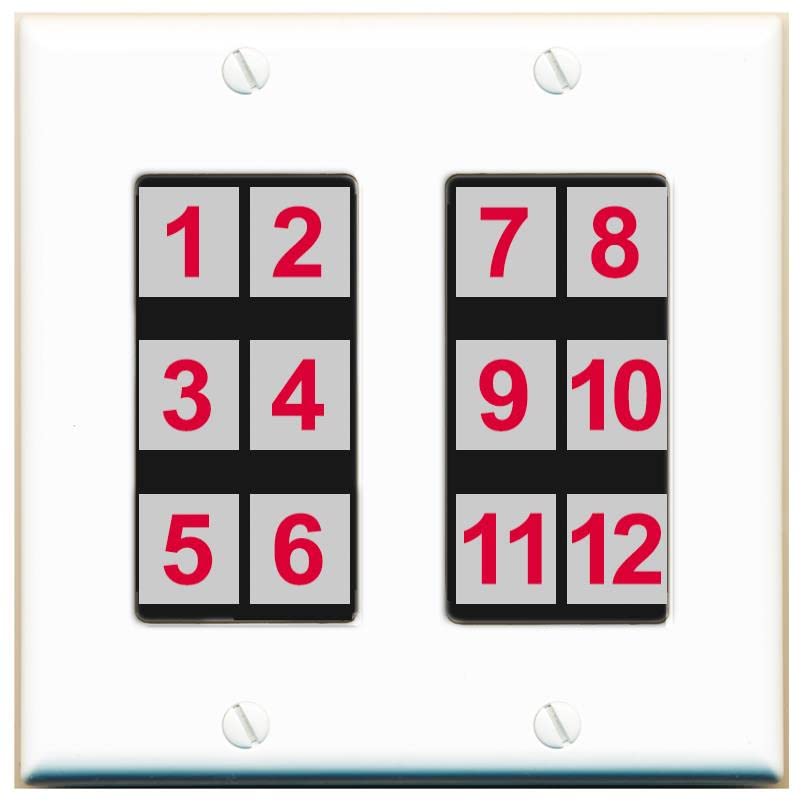 RiteAV - Custom Wall Plate 12 Port - 2 Gang [White/Black]