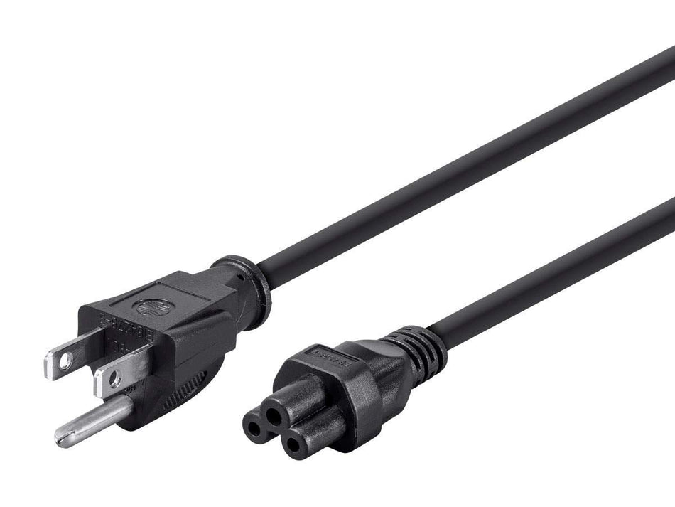 Monoprice Power Cord - NEMA 5-15P to IEC-320-C5, 18AWG, 7A/125V, SVT, 3-Prong, 6ft, Black
