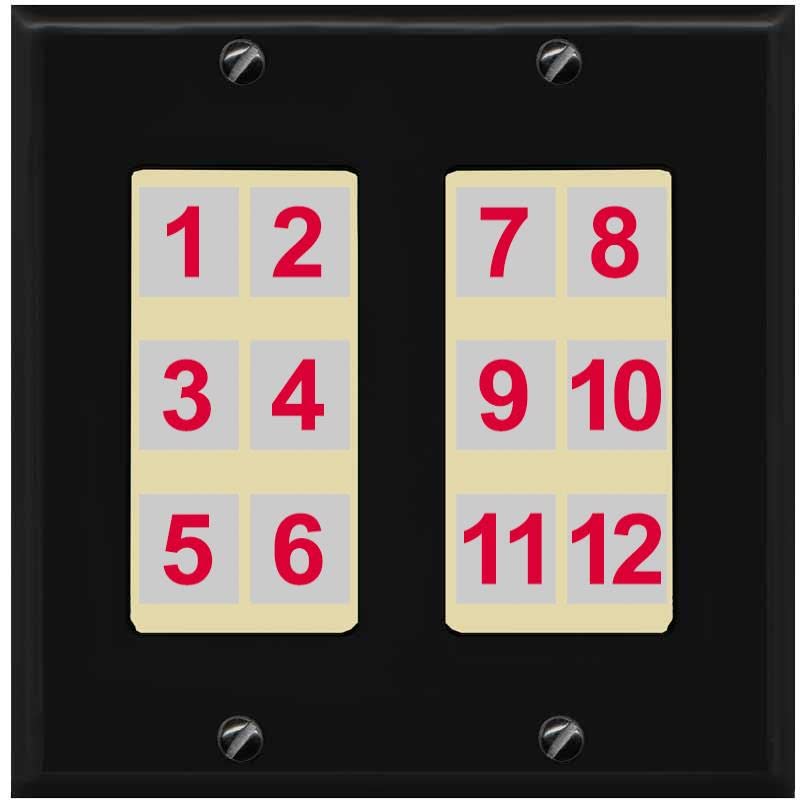 RiteAV - Custom Wall Plate 12 Port - 2 Gang [Black/Ivory]