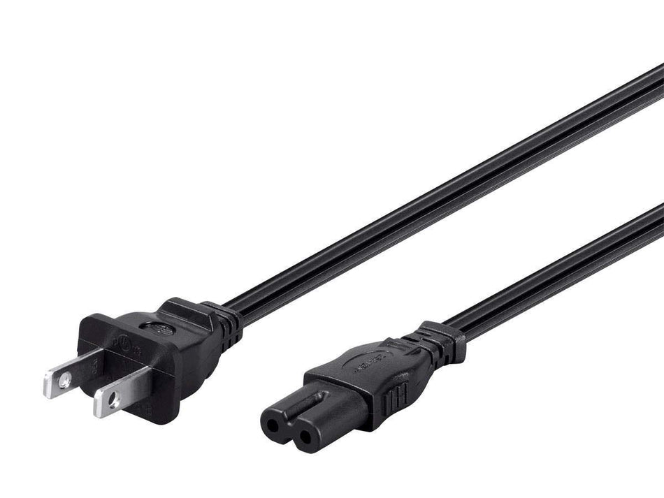 Monoprice Power Cord - Non-Polarized NEMA 1-15P to Non-Polarized IEC-320-C7 7 Amp 125 Volt 18AWG 1 Feet Black