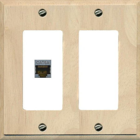 RiteAV 1 Port Cat6A Wall Plate - 2 Gang [Wood/White]