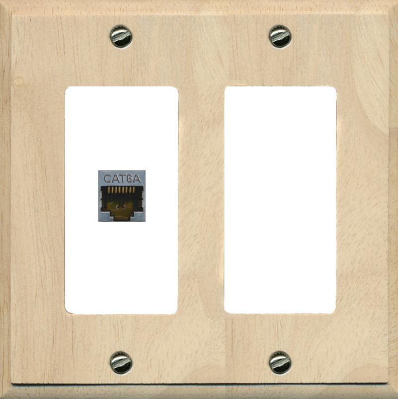 RiteAV 1 Port Cat6A Wall Plate - 2 Gang [Wood/White]