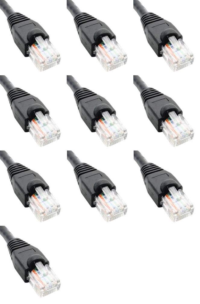 2 Feet Cat6 Ethernet Network Patch Cables Black RJ45 m/m (10 Pack)