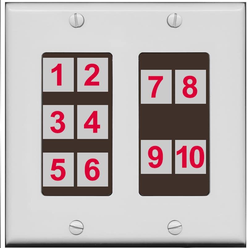 RiteAV - Custom Wall Plate 10 Port - 2 Gang [Gray/Brown]