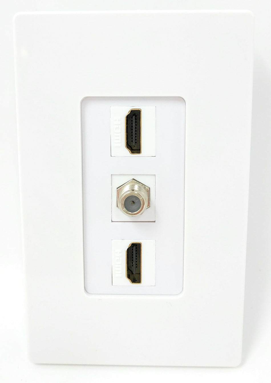 RiteAV - 2 Port HDMI and 1 Port Coax Cable TV- F-Type Screwless Wall Plate - White