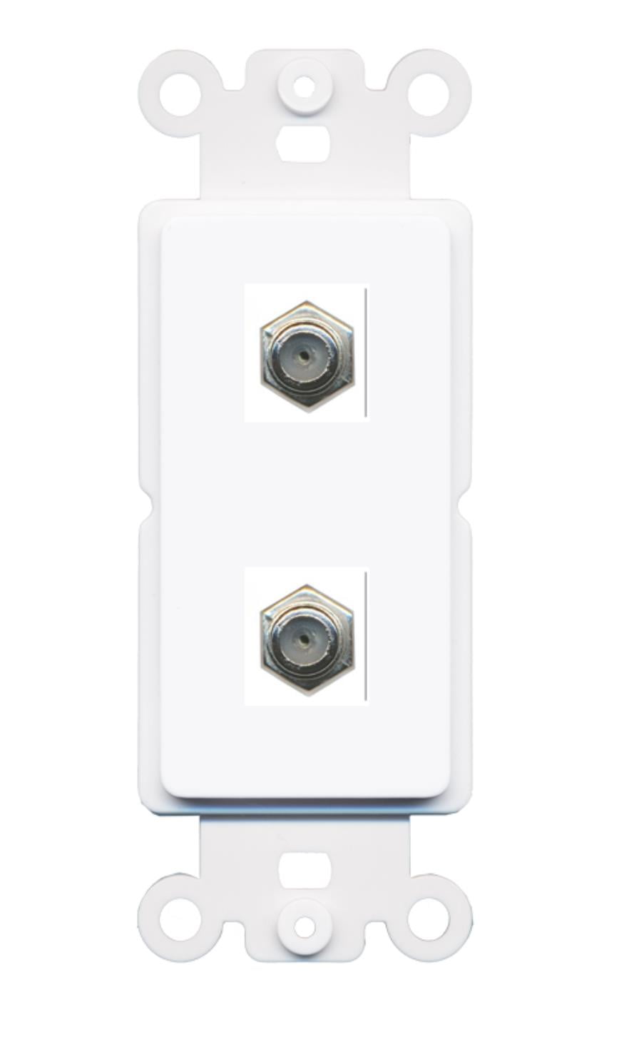 RiteAV - 2 Port Coax Port Wall Plate Decorative (Rocker) White