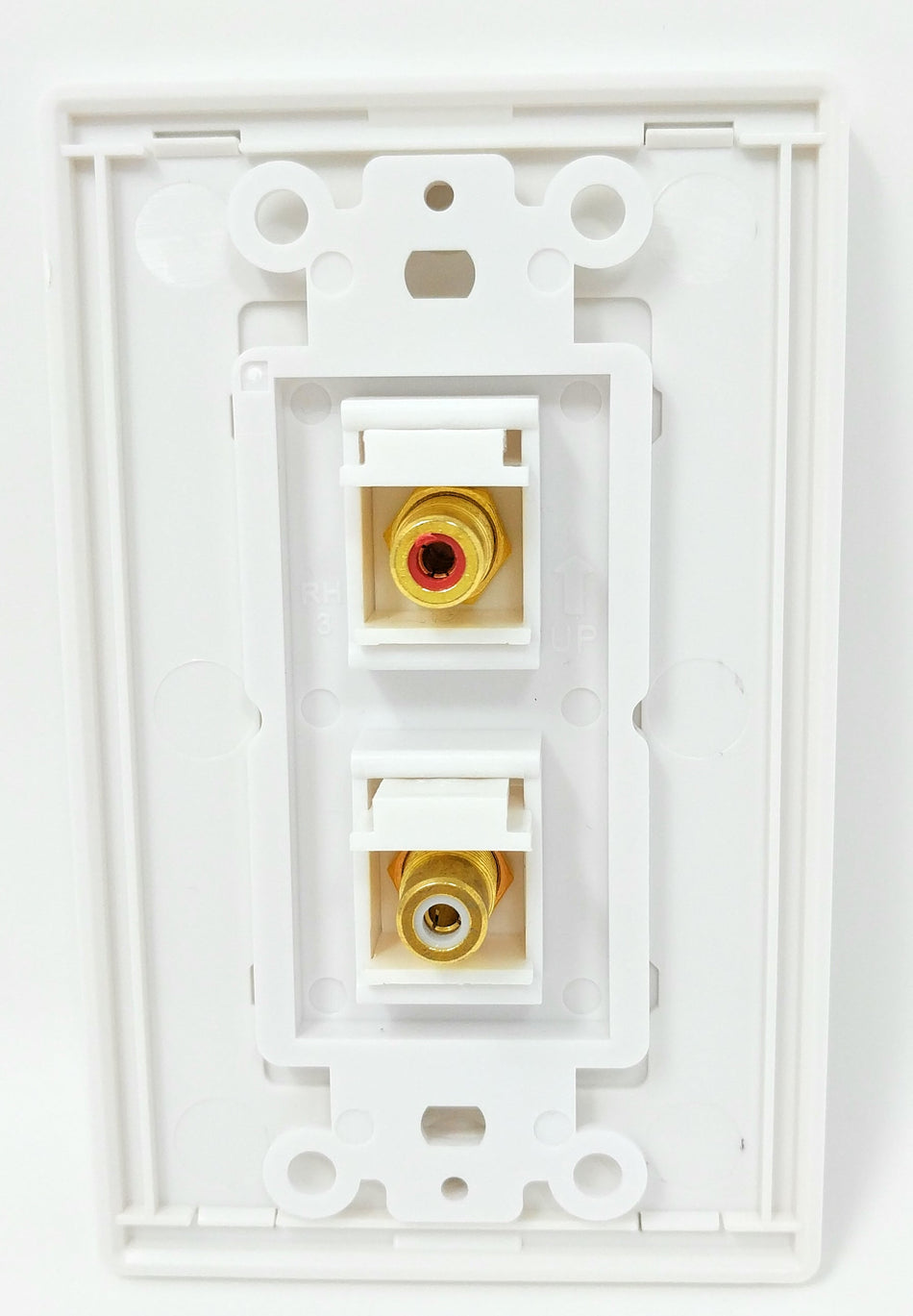 RiteAV - 1 Port RCA Red 1 Port RCA White Wall Plate Screwless Decorative White - Bracket Included