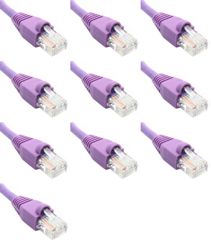 Ultra Spec Cables Pack of 10 - Purple 2FT Cat6 Ethernet Network Cable LAN Internet Patch Cord RJ45 Gigabit