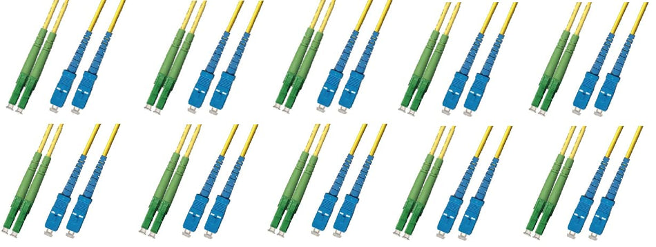 20M - Singlemode Duplex Fiber Optic Cable (9/125) - LC/APC to SC/UPC - 10 Pack