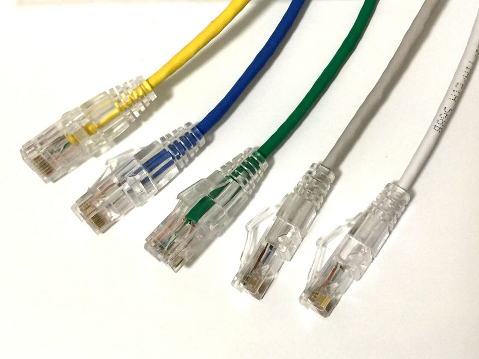 RiteAV - (100-PACK Ultra Slim Cat 6 UTP Patch Cable (MIXED COLORS) Designed for High Density Environments. (Black,White,Gray,Purple, 0.5 ft.)