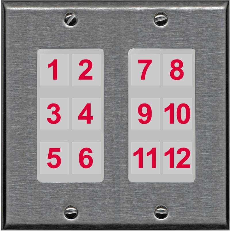 RiteAV - Custom Wall Plate 12 Port - 2 Gang [Stainless/Gray]