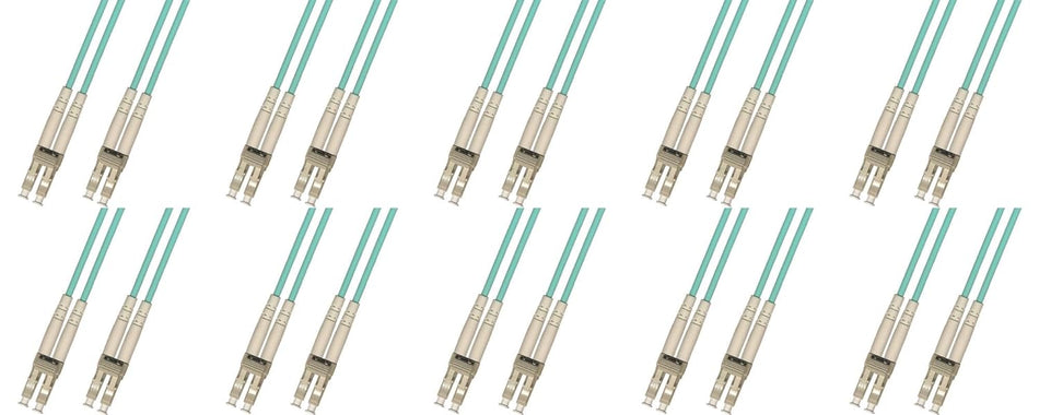 RiteAV 10 Pack 3mm Multimode Duplex 10 Gigabit Fiber Optic Cable (50/125) - LC to LC
