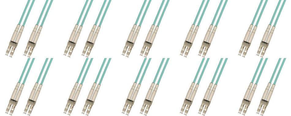 RiteAV 10 Pack 3M 3mm Multimode Duplex 10 Gigabit Fiber Optic Cable (50/125) - LC to LC
