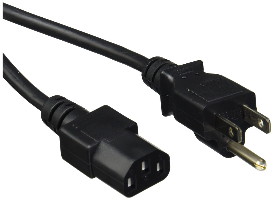 Monoprice Power Cord - NEMA 5-15P to IEC 60320 C13, 18AWG, 10A/1250W, 125V, 3-Prong, 6ft, Black, 6-Pack