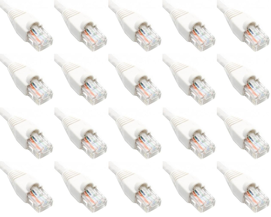 3ft Cat6 Ethernet Network Patch Cable White RJ45 (20 Pack)