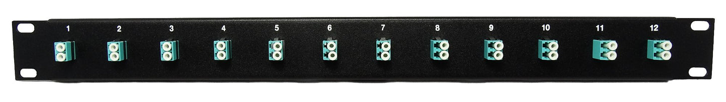 Ultra Spec Cables 24 Port LC Fiber Patch Panel 10Gb/40Gb Multimode (Aqua Couplers) (Loaded 1u) 19"