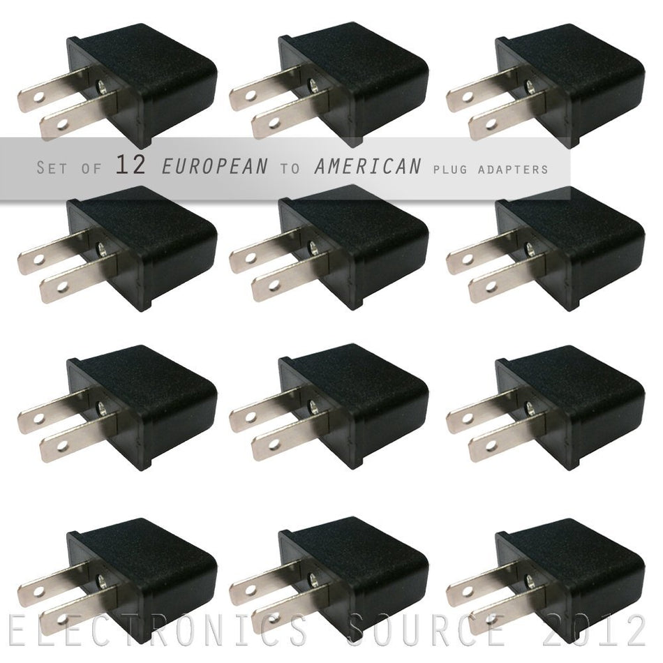 Ultra Spec Cables European to American Outlet Plug Adapter - 12 Pack