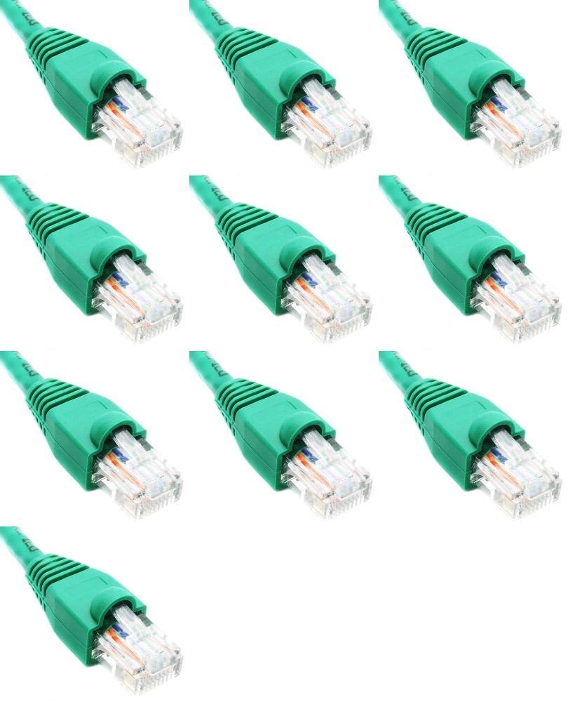 2 Feet Cat6 Ethernet Network Patch Cables Green RJ45 m/m (10 Pack)