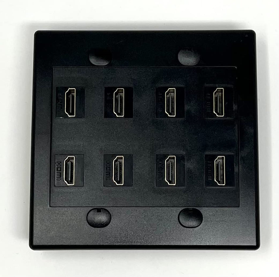 RiteAV 8 Port Flat Dual 2 Gang HDMI Wall Plate - Black