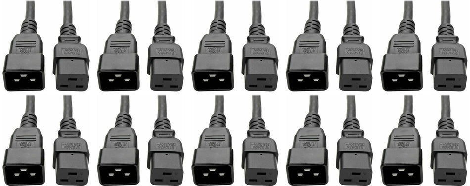 RiteAV - (C19 to C20) Heavy Duty High Temperature (105Ãƒâ€šÃ‚Â°C) 12AWG 20AMP Extension Cord - for Crypto Mining PDU (Black 8 ft.) (10 Pack)