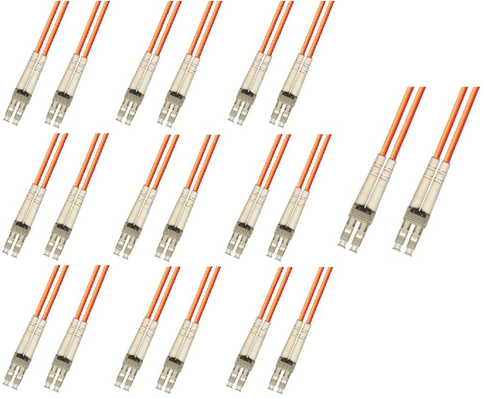7 Meter Multimode Duplex Fiber Optic Cable (50/125) - LC to LC - Orange (10 Pack)