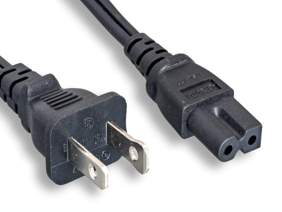 Monoprice Power Cord - 6 Feet - Black | Polarized NEMA 1-15P to Polarized IEC 60320 C7 18AWG 10A 125V for Small Appliances Laptop Power Adapters