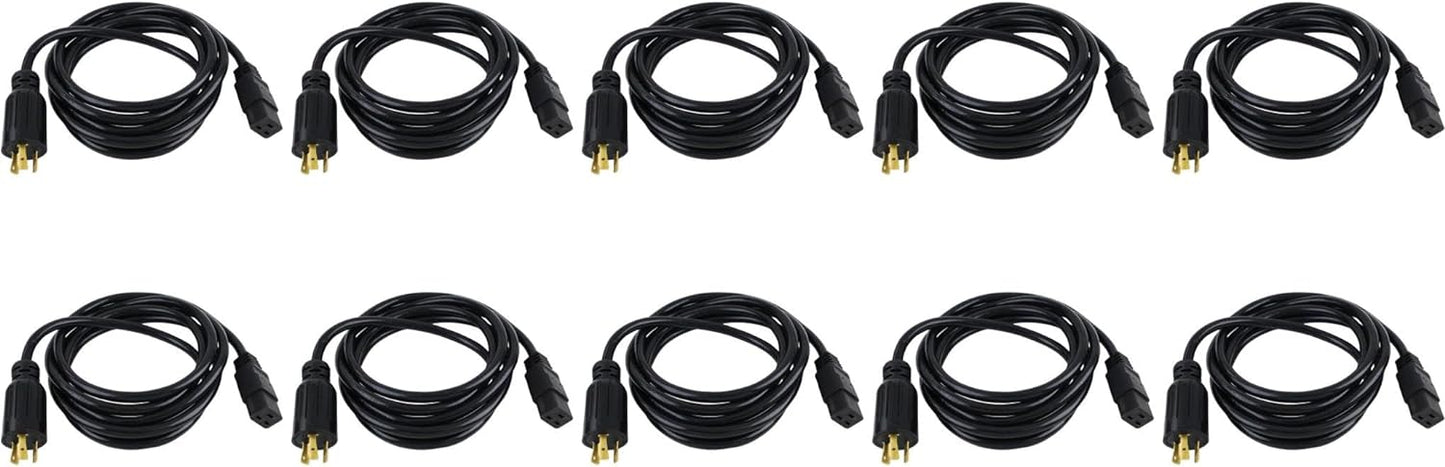 RiteAV - Heavy Duty 12 AWG AC Power Cord NEMA 6-20P to C19 (Black) (10 Pack)