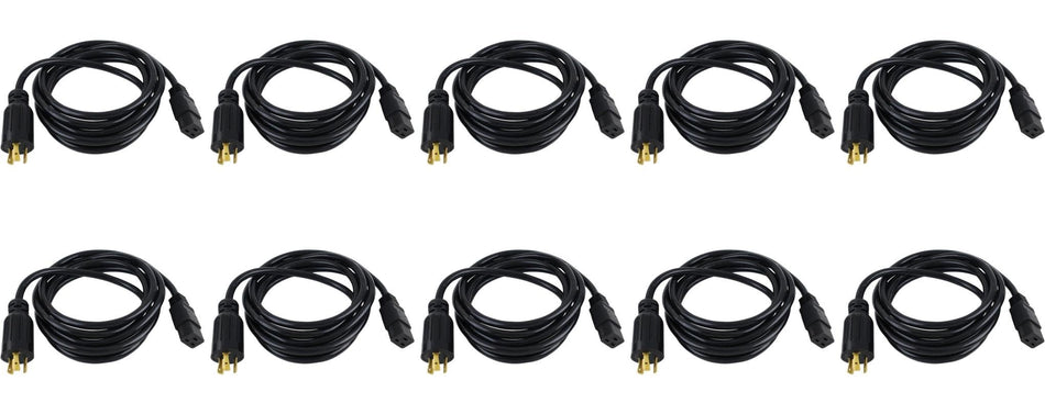 RiteAV - Heavy Duty 12 AWG AC Power Cord NEMA 6-20P to C19 (Black (6ft) 2 Meter) (10 Pack)