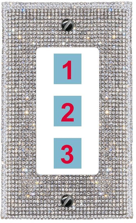 RiteAV Custom Wall Plate 3 port - 1 Gang Decorative [Bling/White]