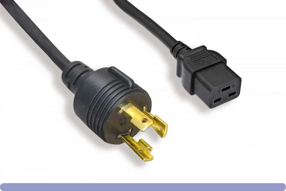 RiteAV - Heavy Duty Locking 12 AWG AC Power Cord NEMA L6-20P to C19 (BLACK (8ft) 2.4 Meter)