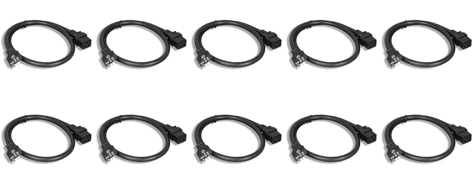 RiteAV - Heavy Duty 12 AWG AC Power Cord NEMA 5-20P to C19 (6ft) 2 Meter (10 PACK)