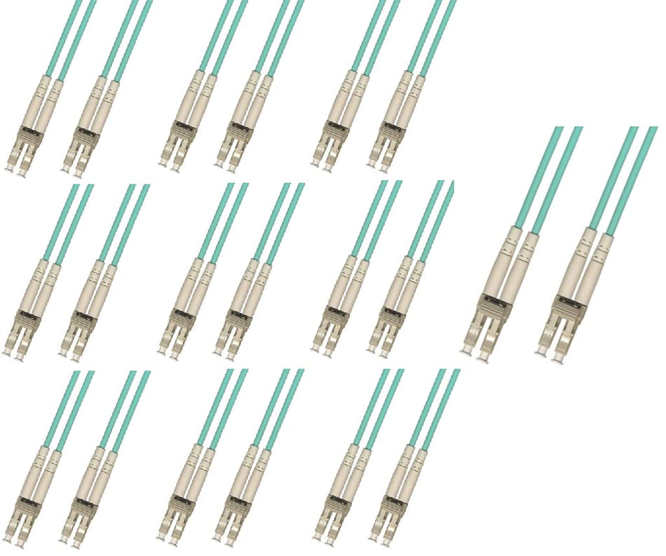 6 Meter 40Gb OM4 Multimode Duplex Fiber Optic Cable (50/125) - LC to LC - Aqua - 10 Pack