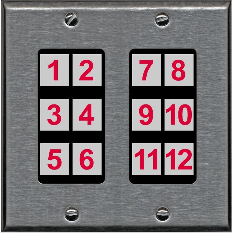 RiteAV - Custom Wall Plate 12 Port - 2 Gang [Stainless/Black]