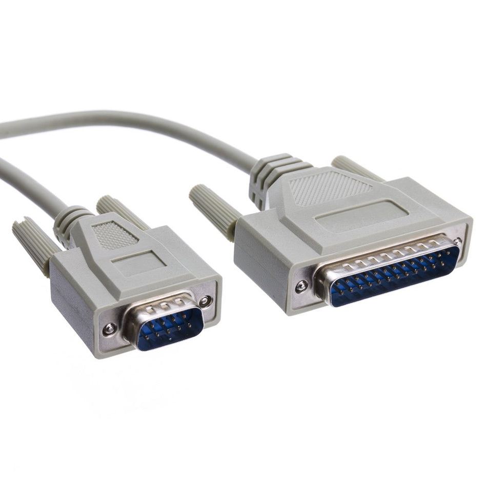 CableWholesale DB9 to DB25 Serial Cable, 9 Conductor 28 AWG Single Shielded RS232 Serial Cable, DB9 9 Pin Male to DB25 25 Male Connector Serial Cable, Beige, 6 Foot