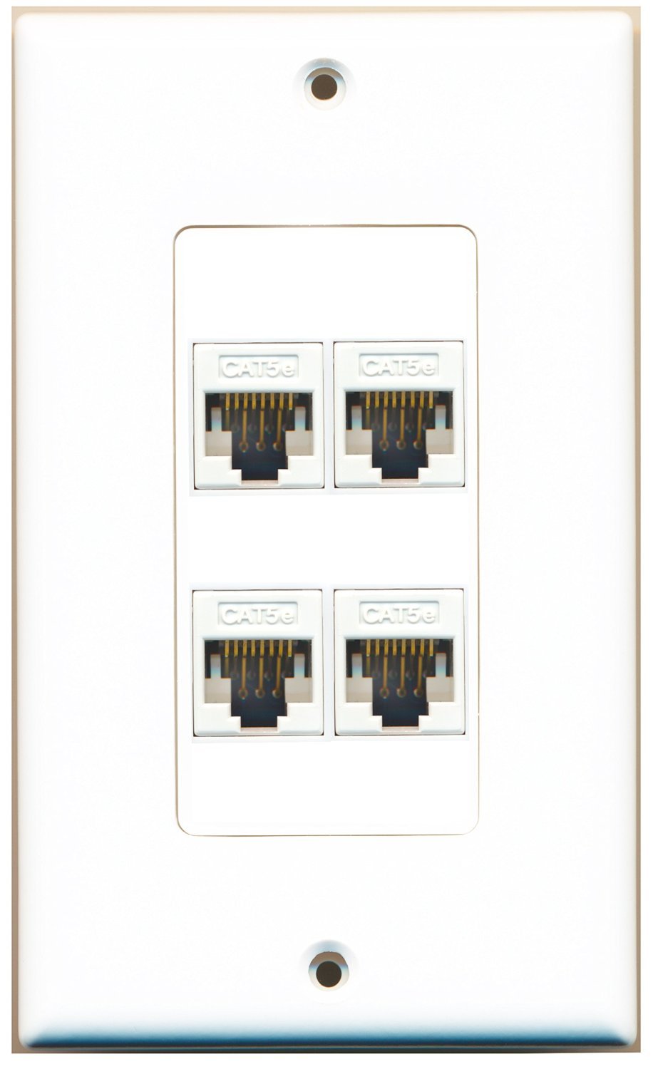 RiteAV 1 Gang 4 Port Cat5e Wall Plate OVERSIZED White