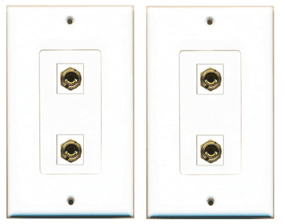 RiteAV Red/Black Banana Jack Decorative White 1 Speaker Wall Plate (for use with terminated Banana Plugs or unterminated Speaker Wire (2 Pack)