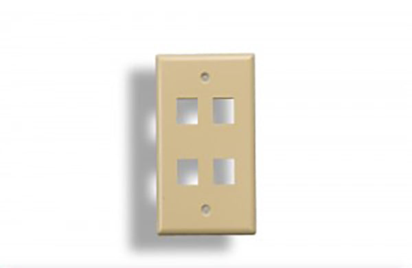 4-Port Wall Plate for Keystone Insert Ivory Color