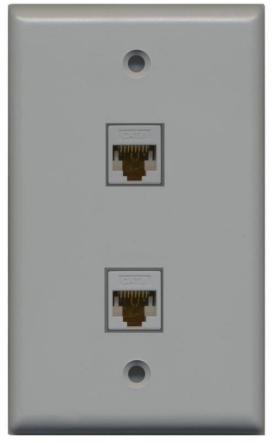 RiteAV 1 Gang 2 Port Cat6 Wall Plate - Gray - Bracket Included