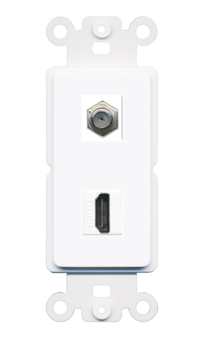 RiteAV - Coax HDMI Port Wall Plate Decorative (Rocker) White