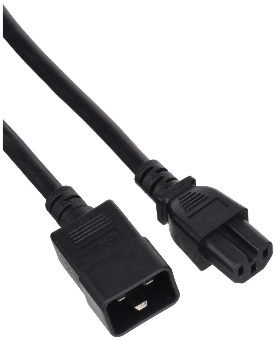 Monoprice 3-Prong Power Cord - 10 Feet - Black | IEC 60320 C20 to IEC 60320 C15 14AWG 15A for Network Hardware or Other High-Temperature Equipment