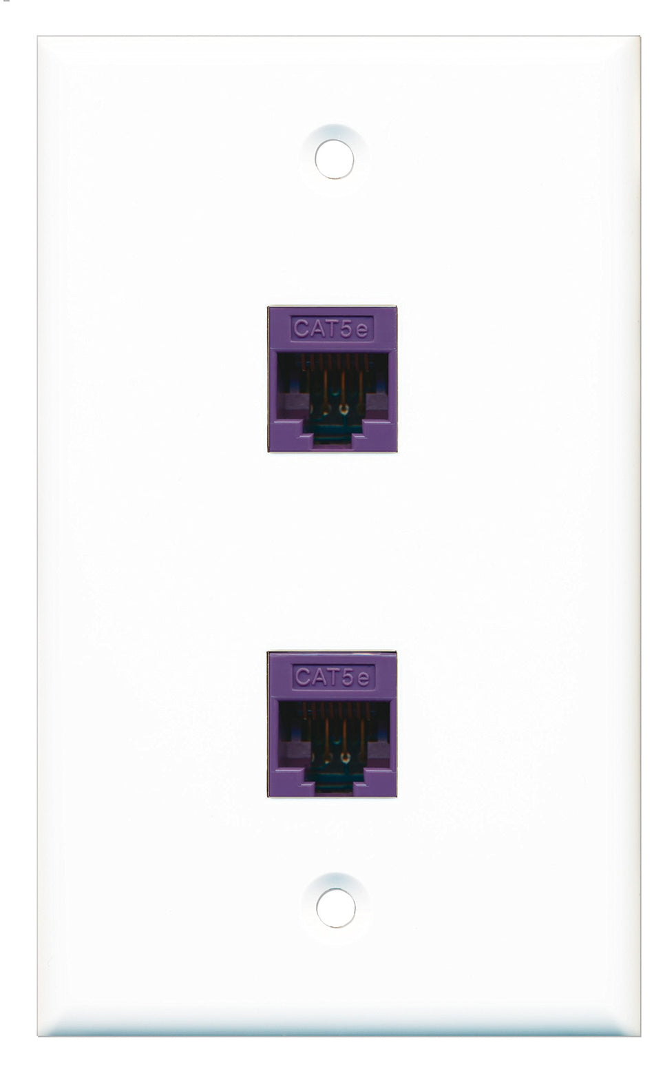 RiteAV - 2 Port Cat5e Ethernet Purple Wall Plate White - Bracket Included