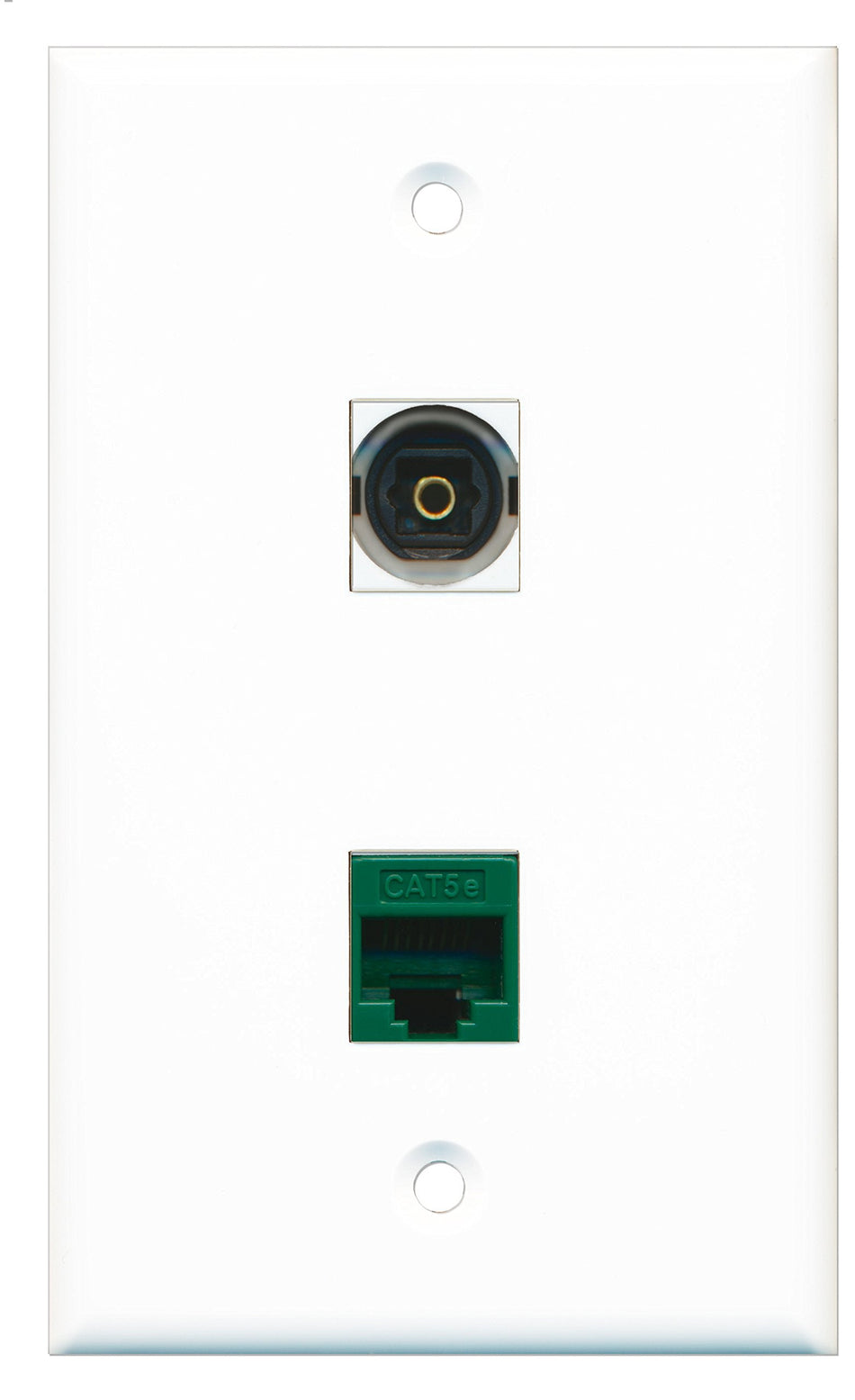 RiteAV - 1 Port Toslink 1 Port Cat5e Ethernet Green Wall Plate - Bracket Included