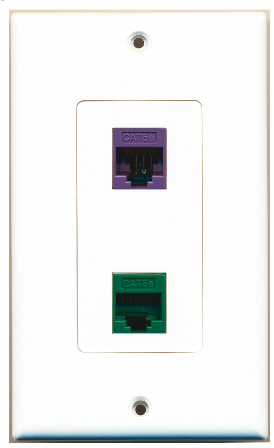 RiteAV 1 Port Cat5e Ethernet Purple 1 Port Cat5e Ethernet Green Wall Plate Oversized