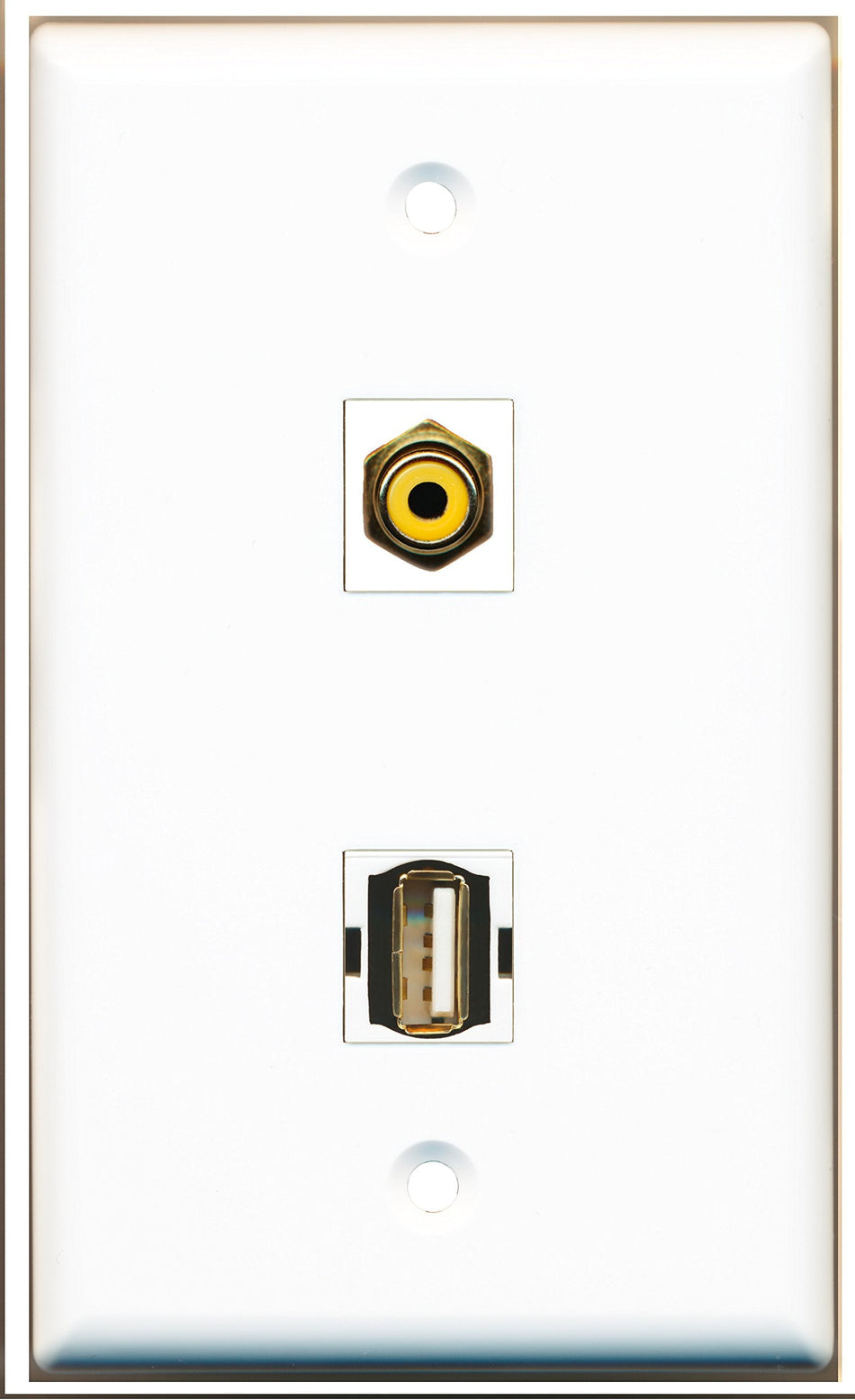 RiteAV - 1 Port RCA Yellow 1 Port USB A-A Wall Plate - Bracket Included