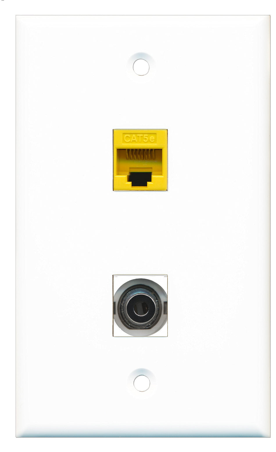 RiteAV - 1 Port 3.5mm 1 Port Cat5e Yellow Wall Plate - Bracket Included
