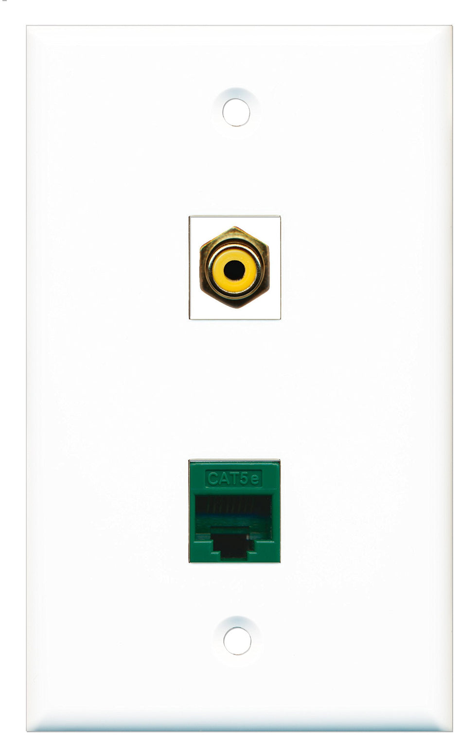 RiteAV - 1 Port RCA Yellow 1 Port Cat5e Ethernet Green Wall Plate - Bracket Included