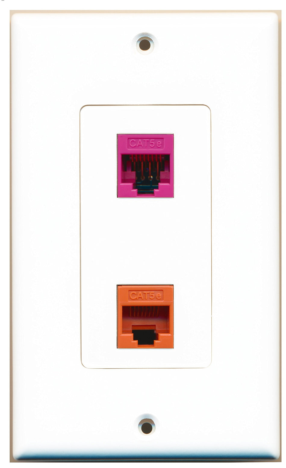 RiteAV 1 Port Cat5e Ethernet Pink 1 Port Cat5e Ethernet Orange Wall Plate OVERSIZED